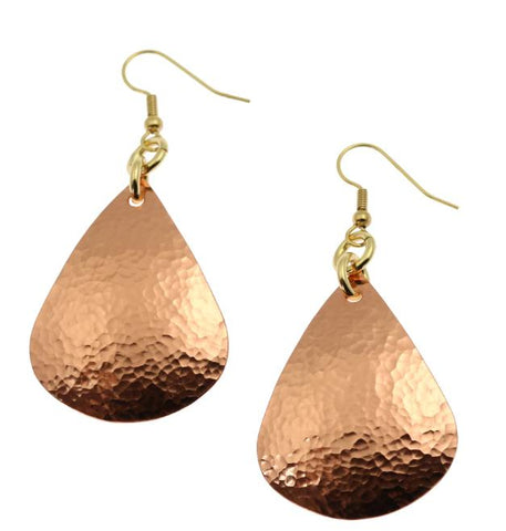 Hammered Copper Teardrop Earrings