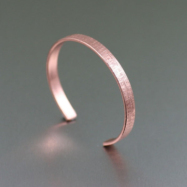 Linen Copper Cuff Bracelet – Thin – Right View