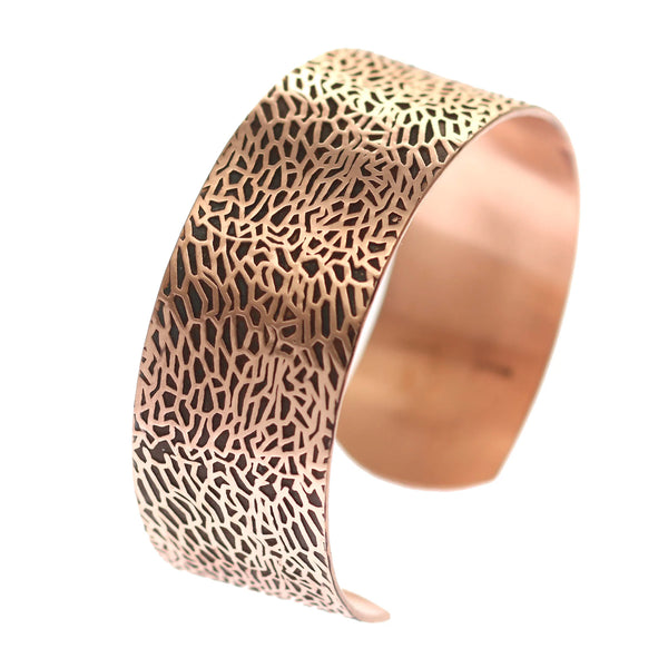 Men's Embossed Sea Fan Solid Copper Cuff