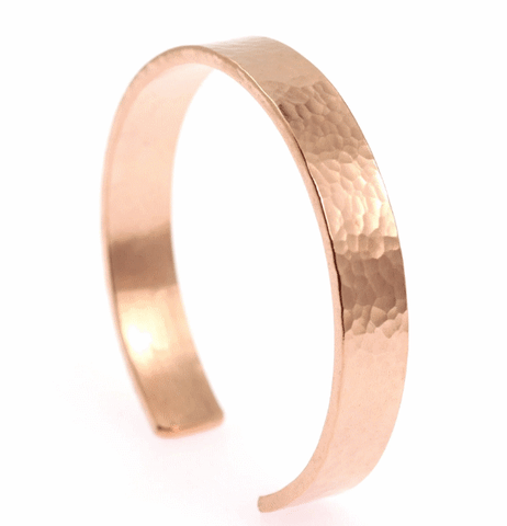 Men's Hammered Copper Cuff Bracelet - 10mm Wide