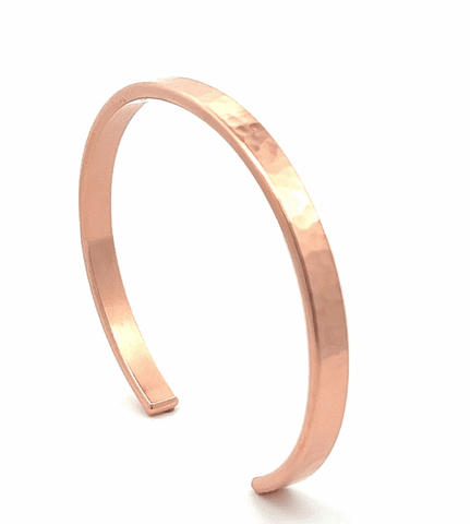 Men's Hammered Copper Cuff Bracelet - 4mm Wide