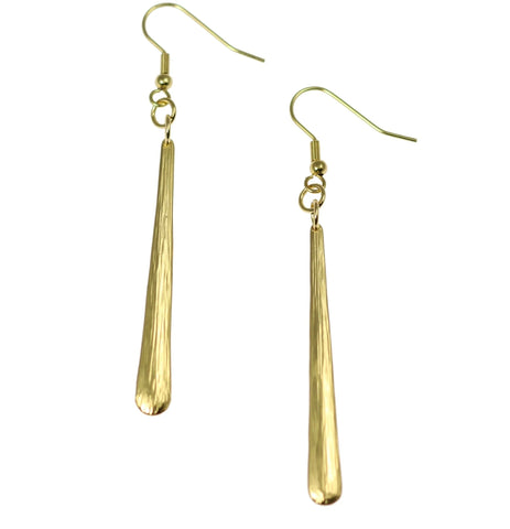 Mini Chased Nu Gold Brass Drop Earrings