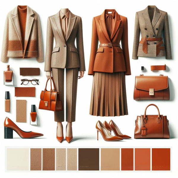 Fashion Mood Board with Red/Orange Business Attire for Fall 2024 & Winter 2025