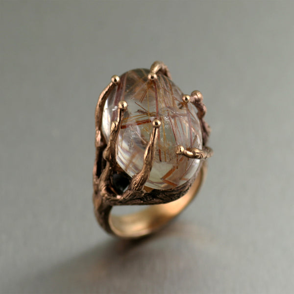 ronze Rutilated Quartz Cocktail Ring by San Francisco jewelry designer John S Brana