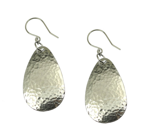 Small Hammered Aluminum Tear Drop Earrings