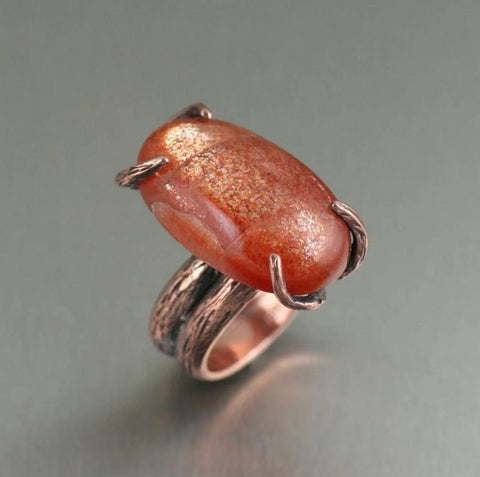 29 carat Sunstone Handmade Copper Ring