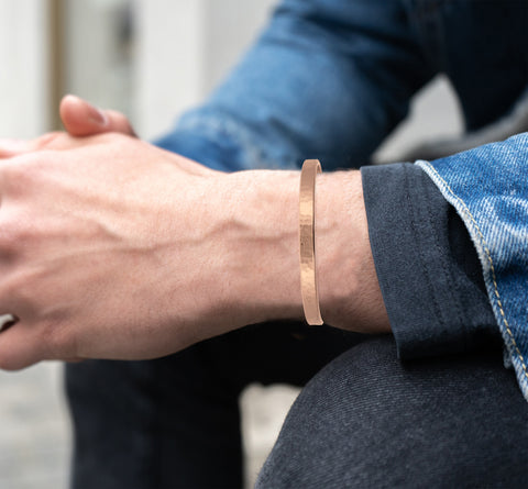 10mm Wide Hammered Men's Copper Cuff Bracelet