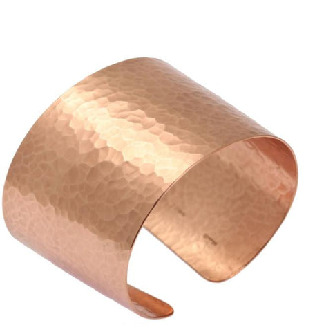 Wide Hammered Copper Cuff - The Perfect 7th Wedding Anniversary Gift for Her