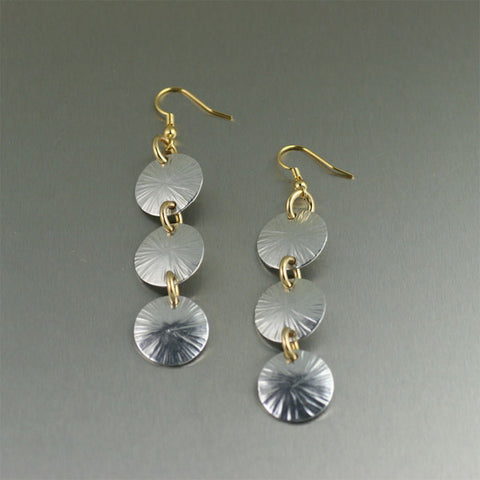 Three Tiered Aluminum Sand Dollar Chandelier Earrings