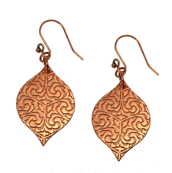 Buy Damask Embossed Marrakesh Copper Drop Earrings