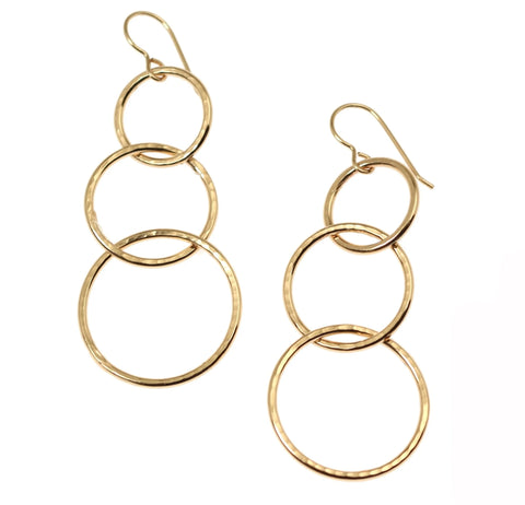 ammered Bronze Three Tiered Dangle Earrings from John S. Brana