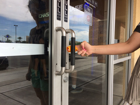 Studies show fecal bacteria commonly found on door handles and other public surfaces