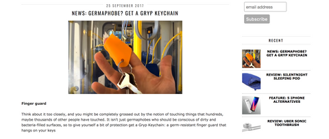 Germaphobe? Get a Gryp Keychain Finger Guard