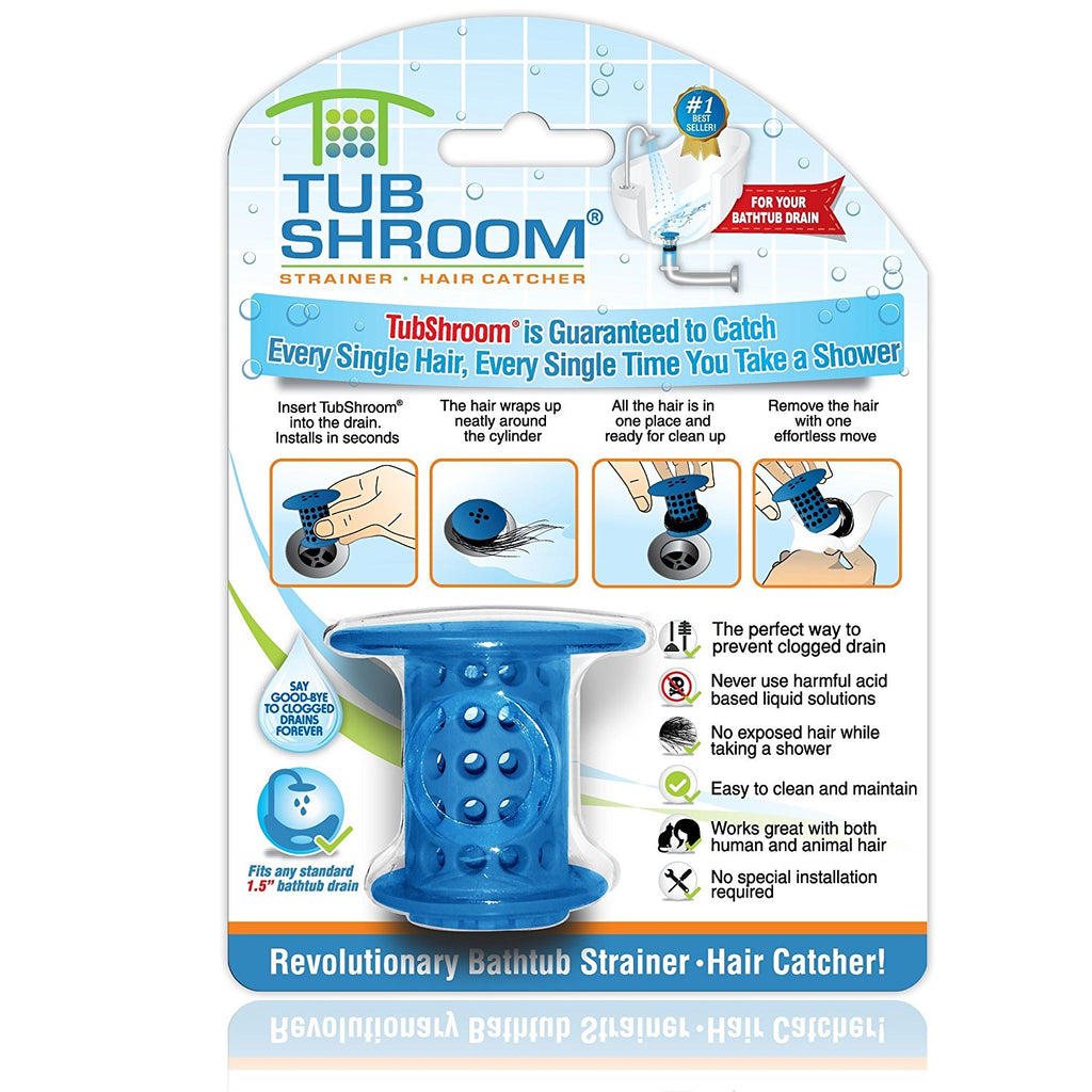 Blue TubShroom hair catcher