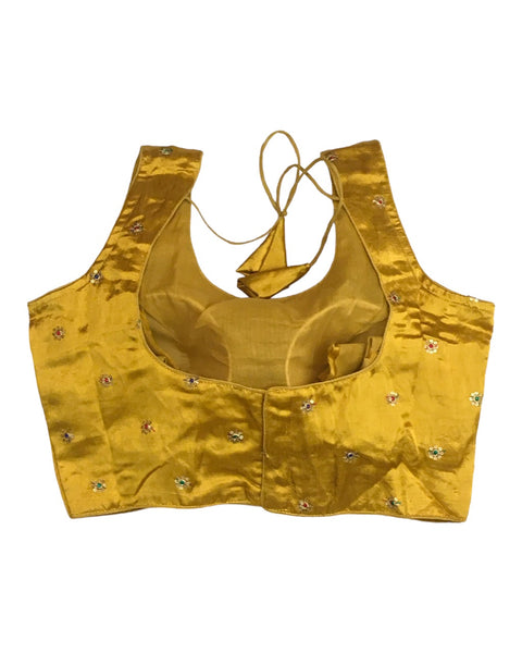 Yellow - Silky Saree / Lehenga blouse - With Cups - Margin to loosen ...