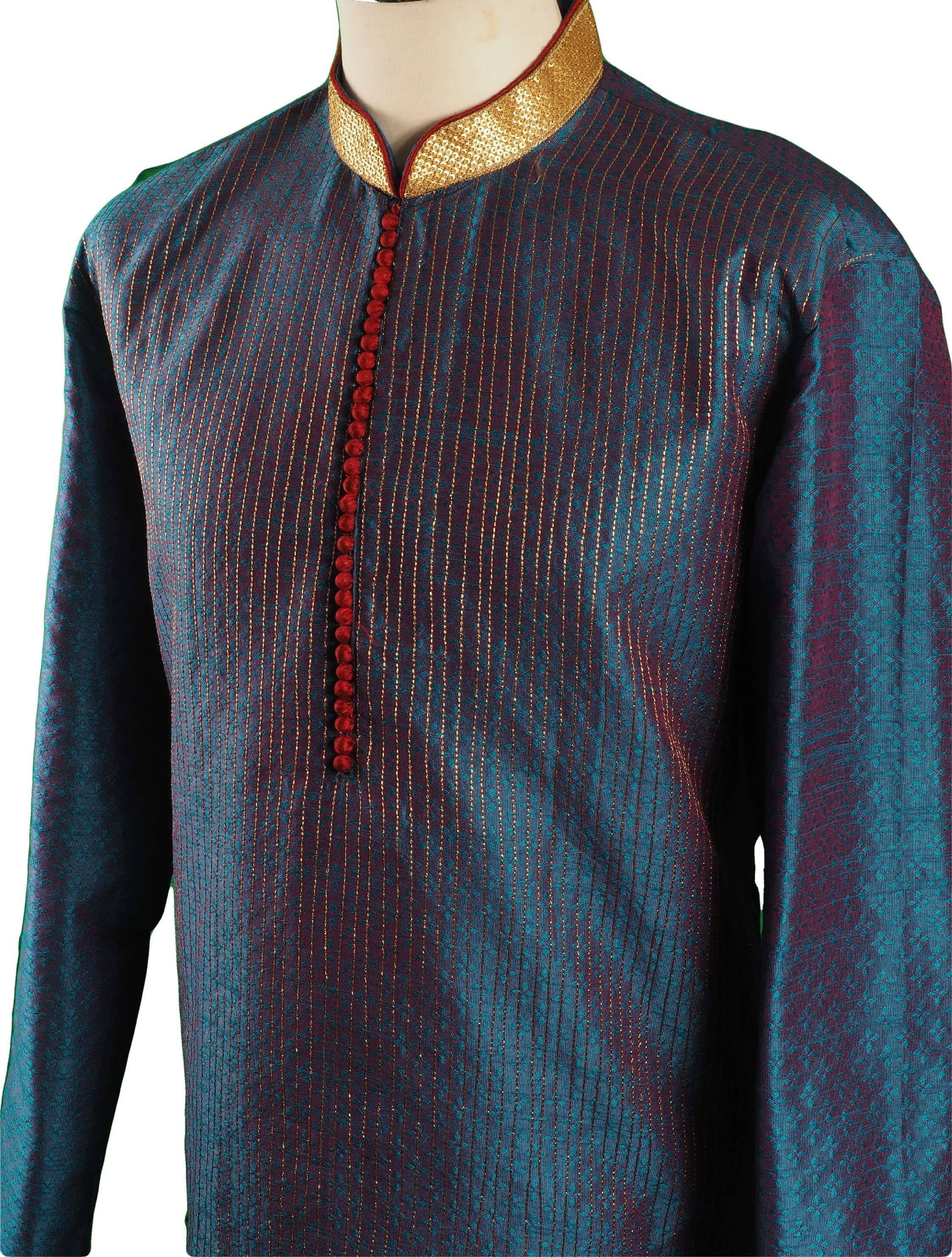 Turquoise Blue Mens Indian Kurta set for weddings and Bollywood Party ...