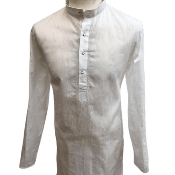 Mens Indian Kurta set in white Cotton, ( with Draw stringed trousers ...