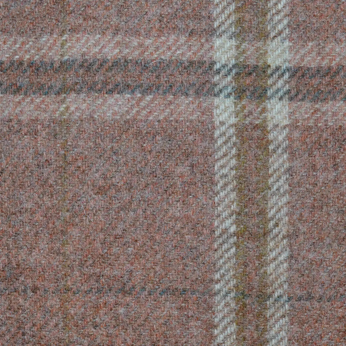 Tan with Brown, Beige and Orange Multi Check All Wool Tweed Coating