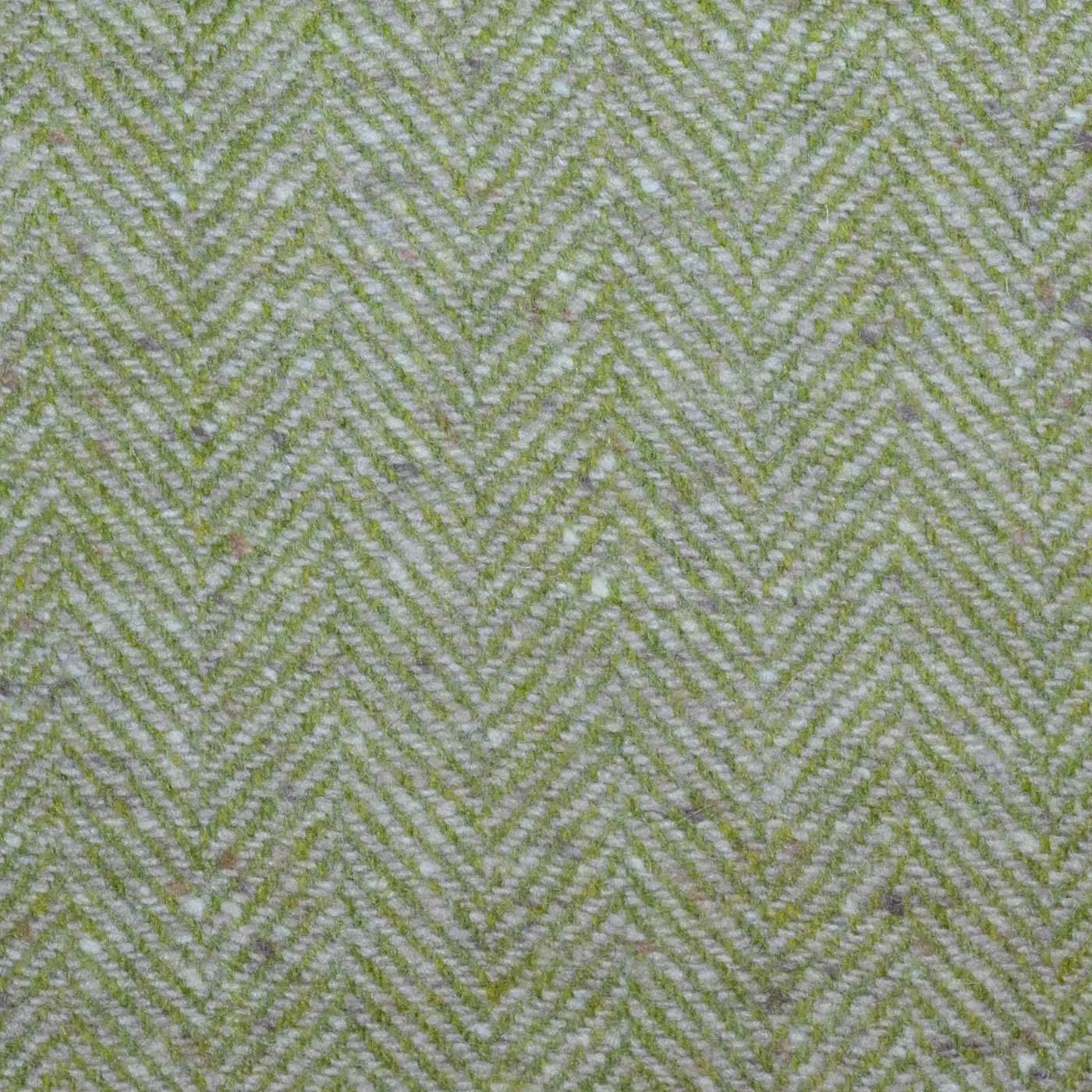 Light Green and Ecru Herringbone with Multi-Coloured 'Donegal' Flecks All Wool Tweed