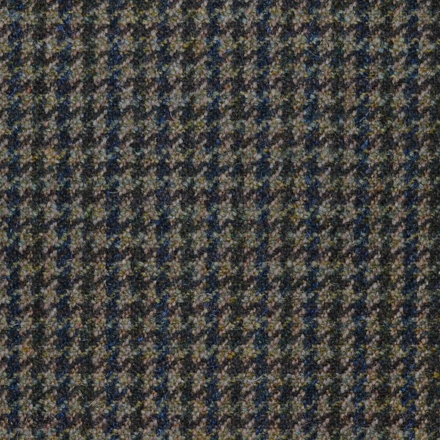 Moss Green, Brown & Dark Green Dogtooth Check All Wool Sporting Tweed