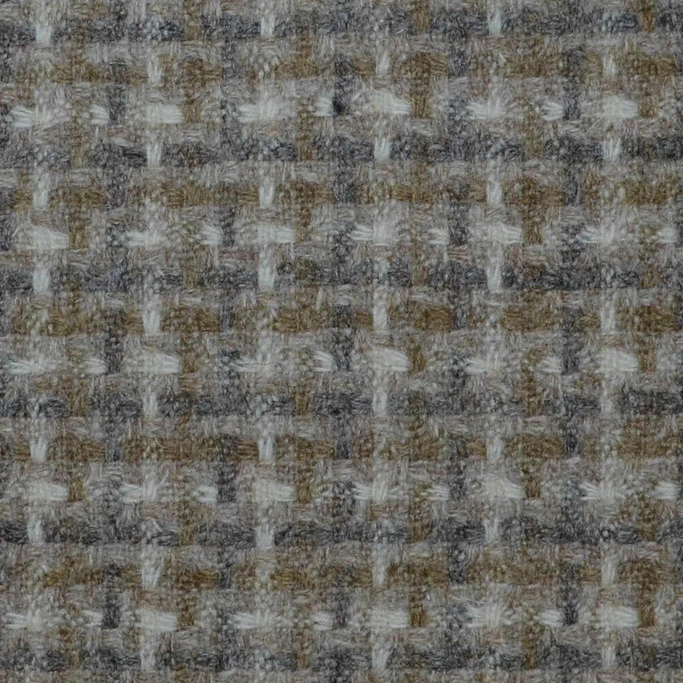 Beige, Cream & Grey Check Wool & Mohair Boucle Jacketing