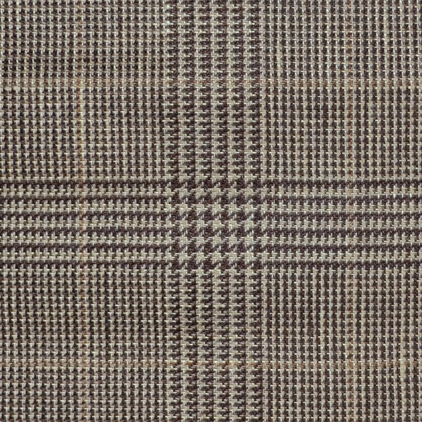 Brown and Dark Brown with Tan Prince of Wales Check Wool & Linen