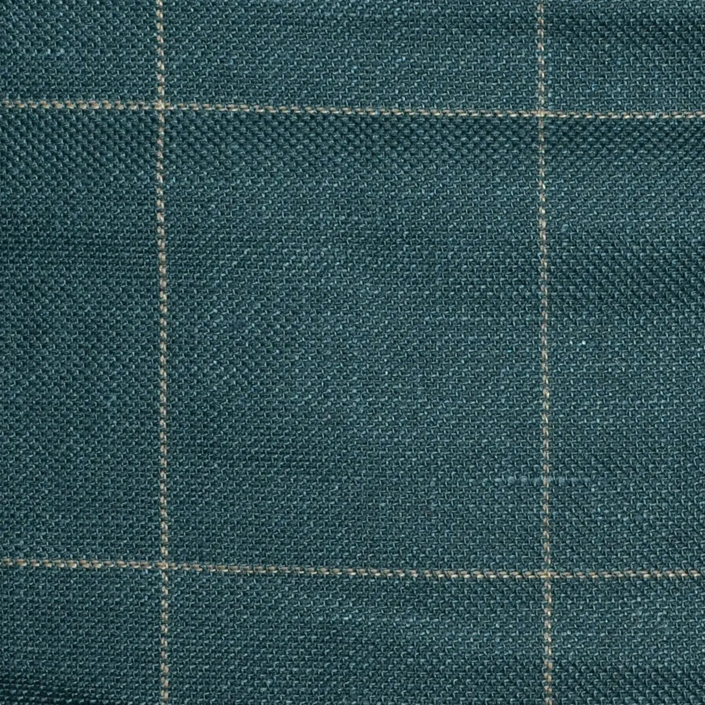 Dark Green and Bottle Green Pick and Pick with Tan Window Pane Check Wool & Linen