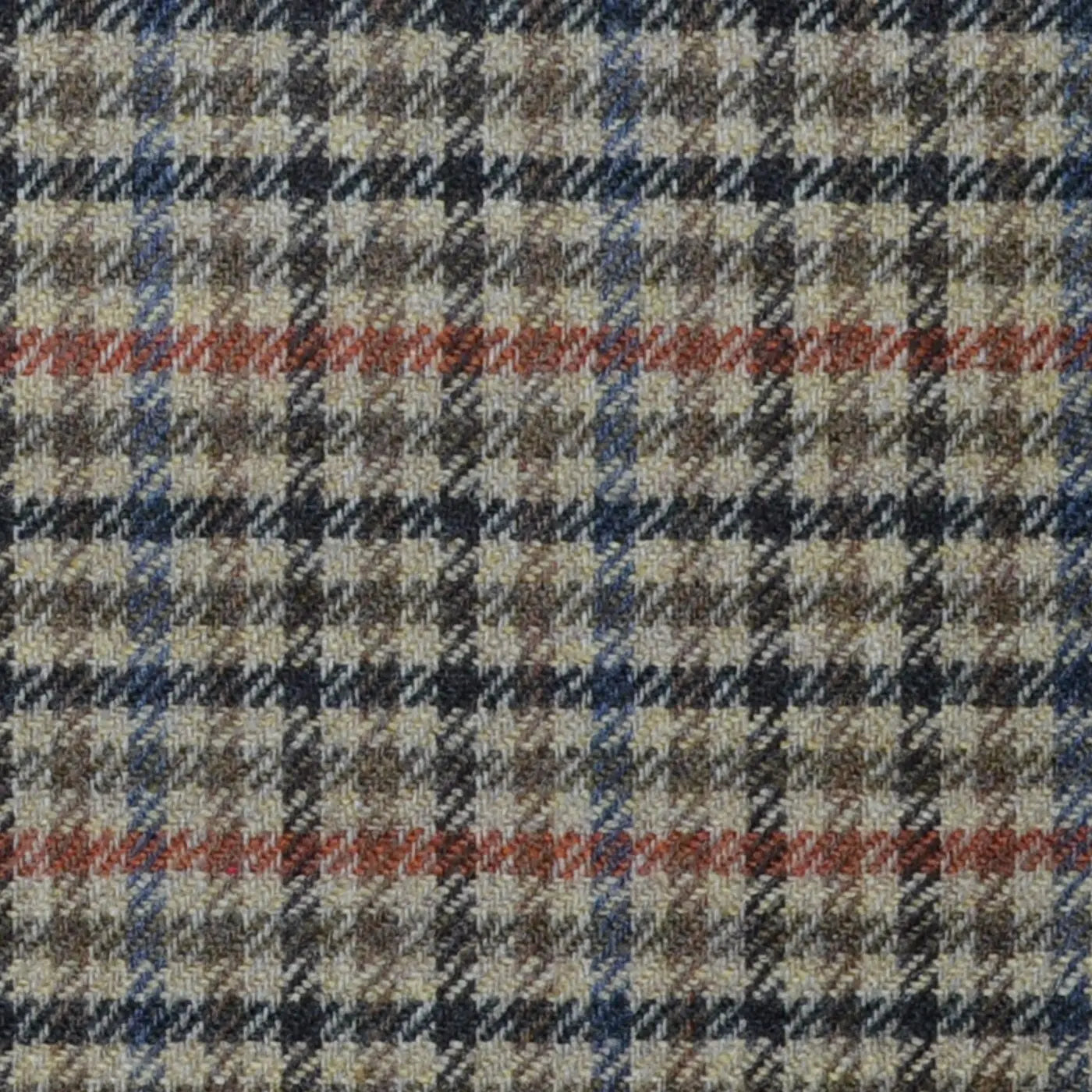 Beige with Brown, Orange and Blue Check Lambswool & Cashmere Jacketing