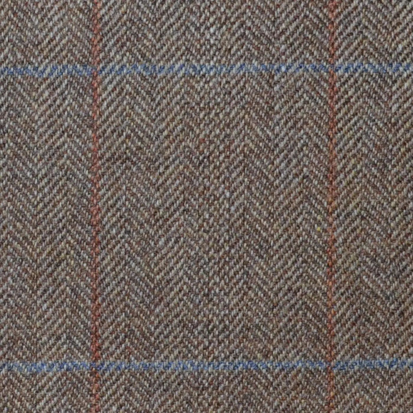 Light Brown Herringbone with Orange and Blue Check Lambswool & Cashmere Jacketing