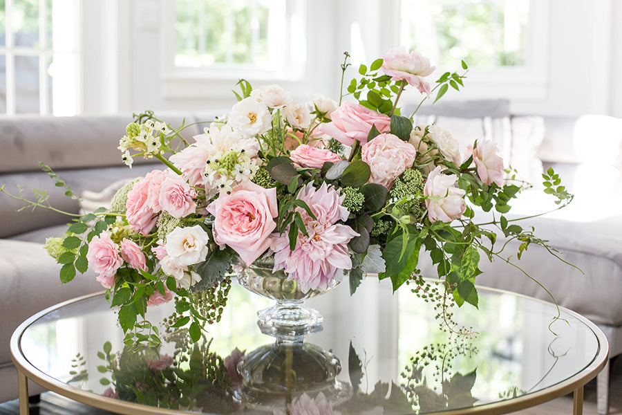 Stunning floral centerpiece Abelia compote.