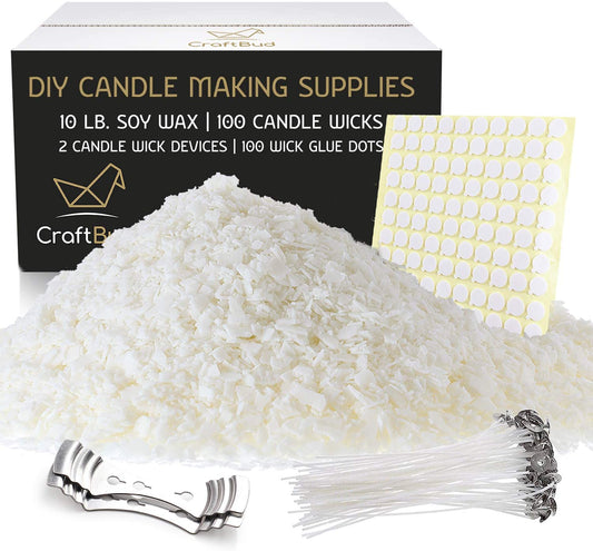 Hearth & Harbor Natural Soy Wax and DIY Candle Making Supplies - 10lb Wax + Accessories