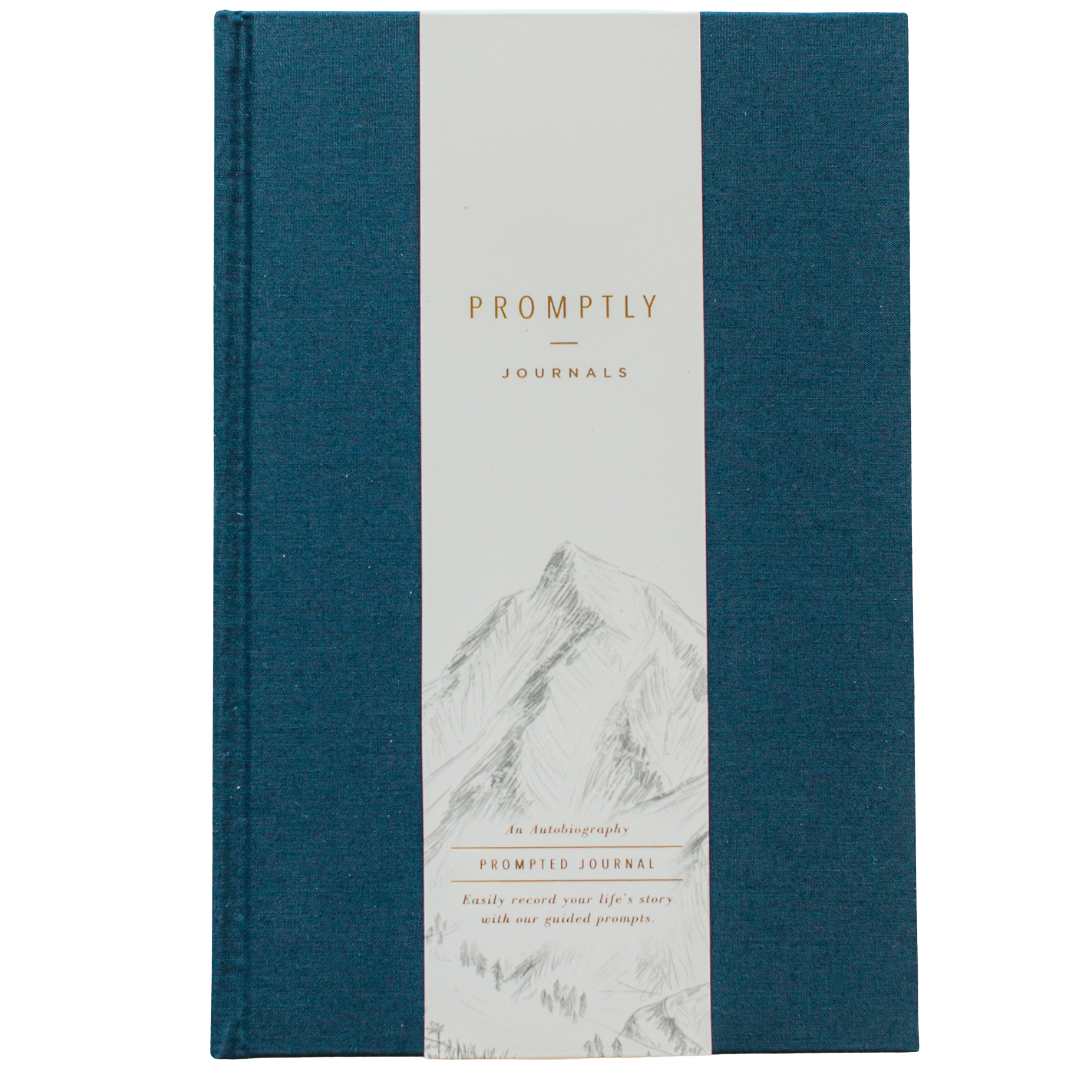 Promptly Journals - Autobiography Journal - Navy Blue Linen