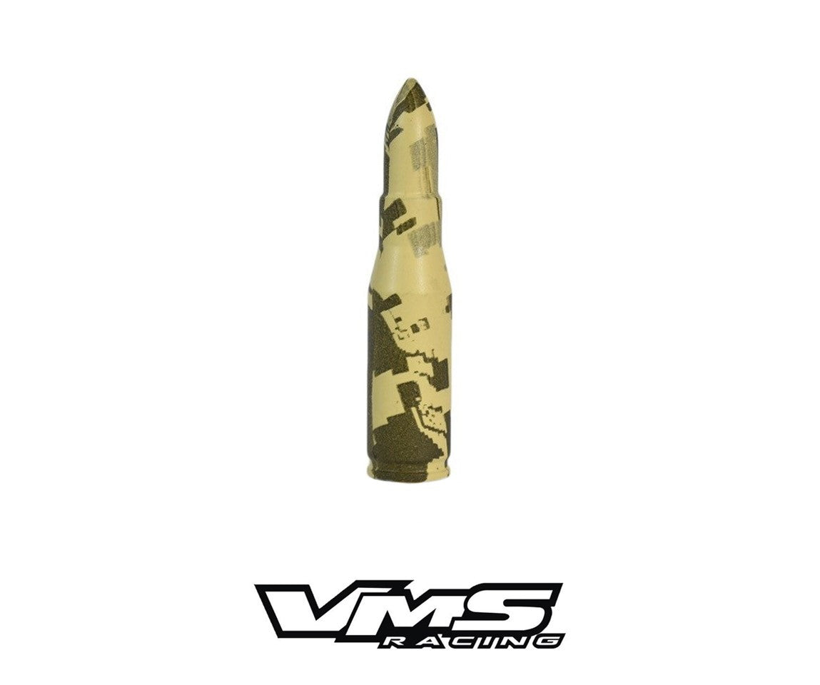 1 PIECE .223 7.62 CALIBER CAL AK47 BULLET STYLE ALUMINUM SHORT ANTENNA KIT DIGITAL CAMO CAMOUFLAGE 3" INCHES LONG // PART # SA032CA