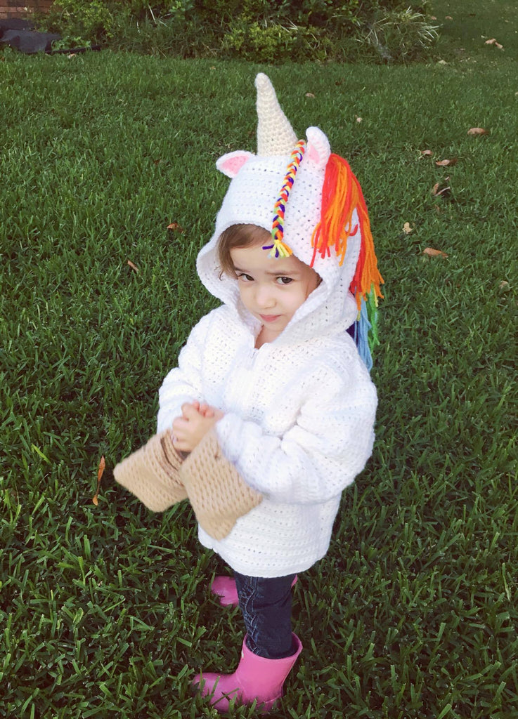 Unicorn Hoodie Crochet Pattern - Children's Sizes 4, 6, and 8 – My ...