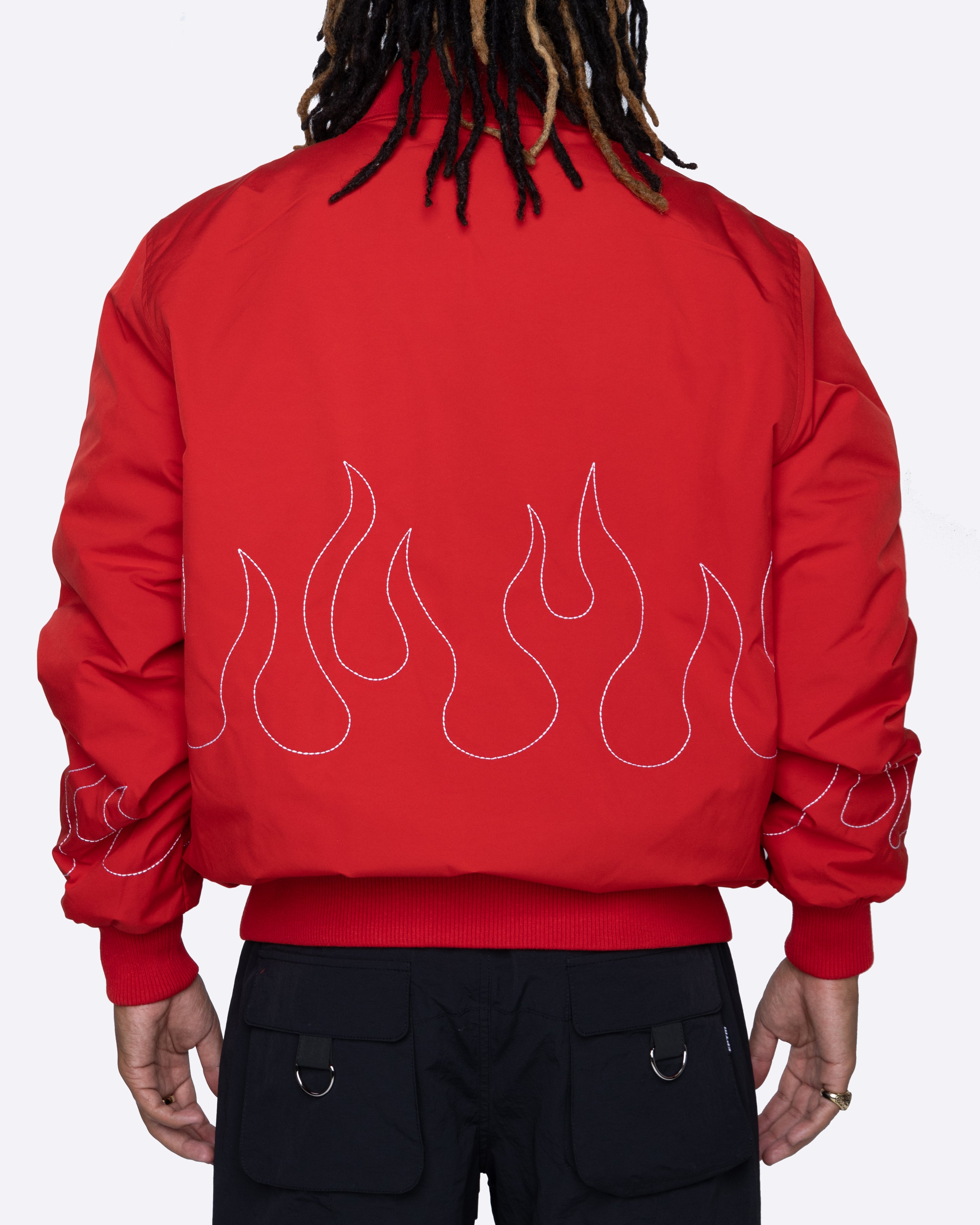 EPTM FLAME STITCH BOMBER JACKET-RED