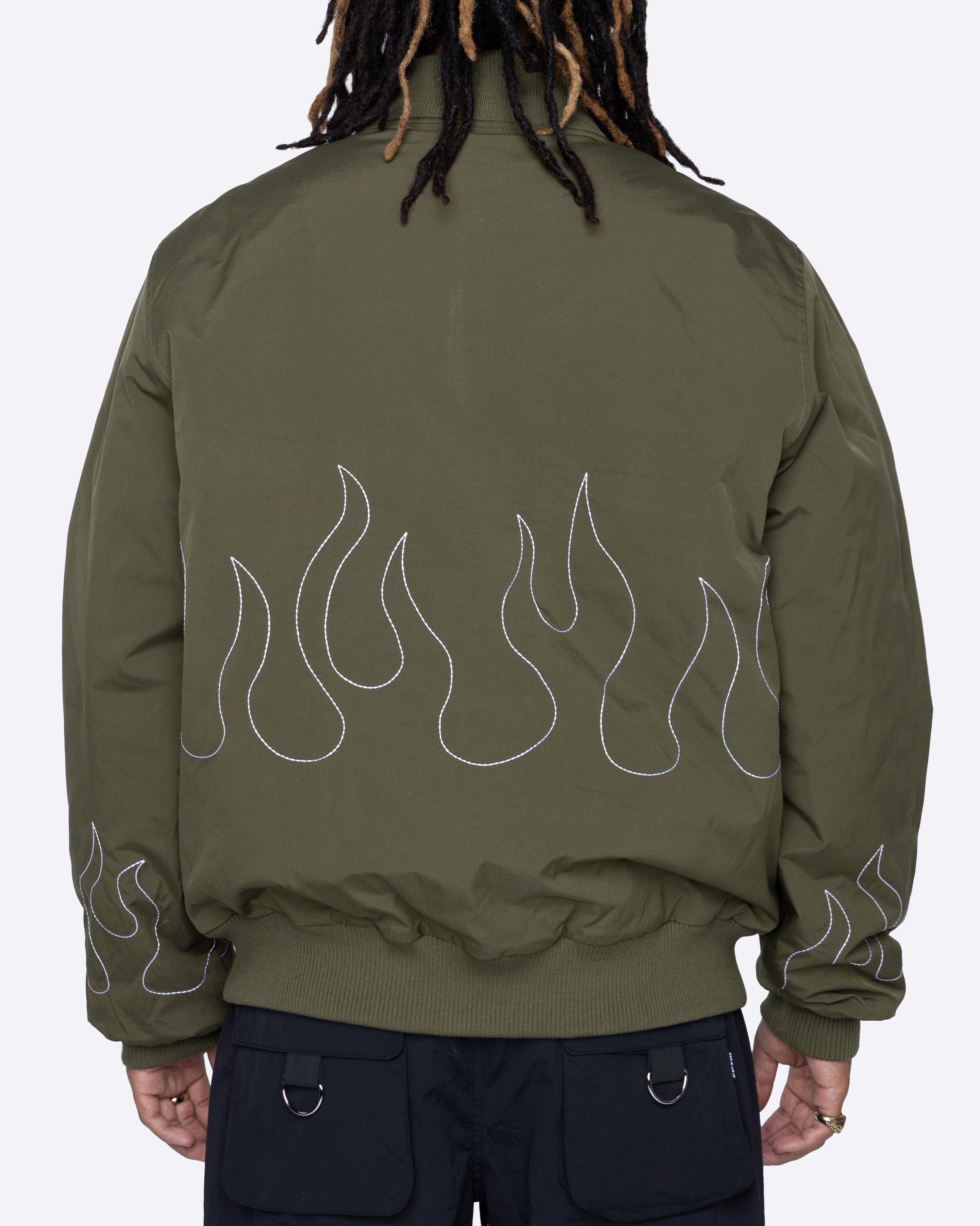 EPTM FLAME STITCH BOMBER JACKET-OLIVE