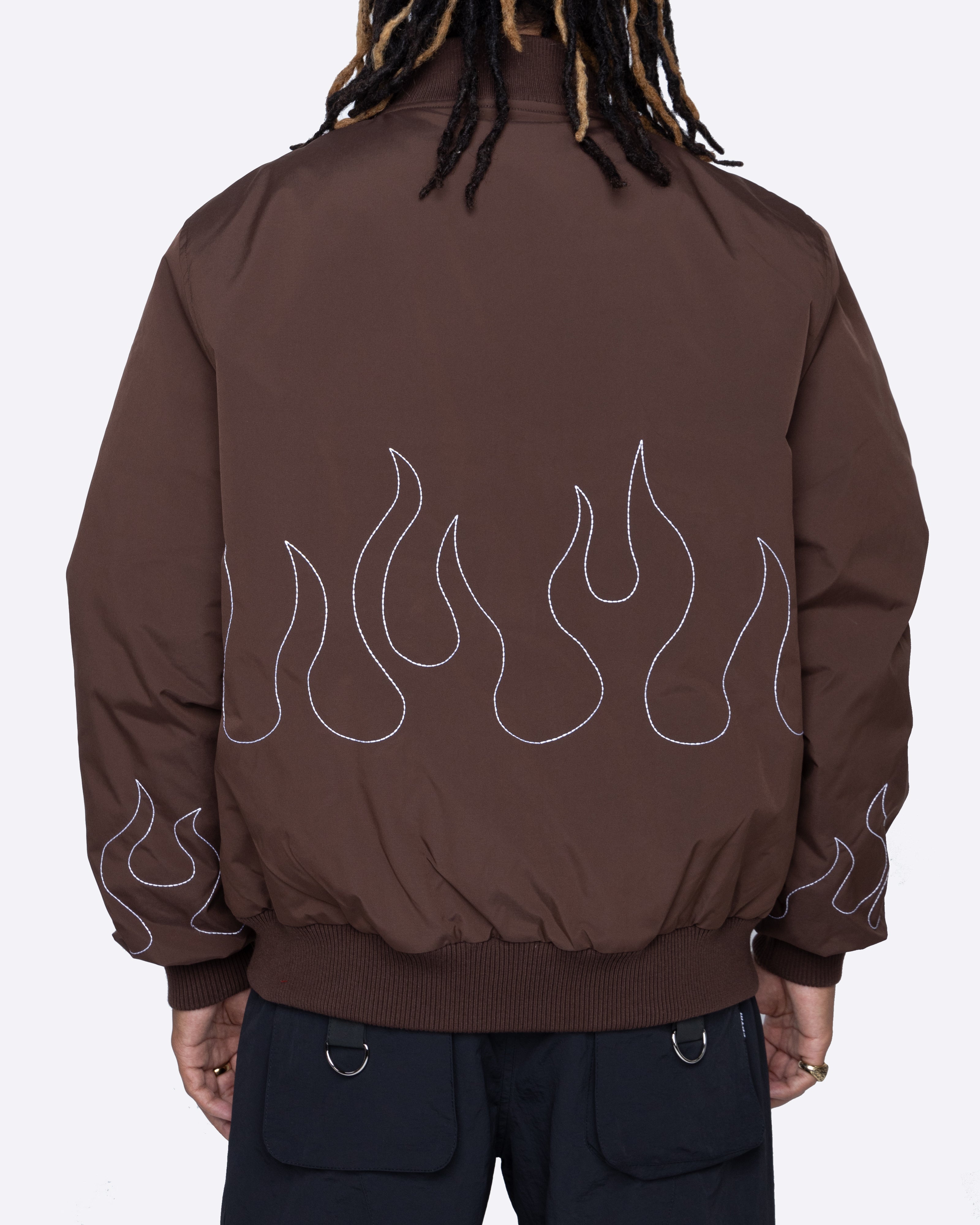 EPTM FLAME STITCH BOMBER JACKET-BROWN