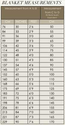 Tough 1 Blanket Size Chart