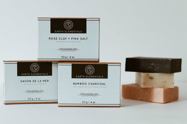 earth elementals pure and natural soap bars new label