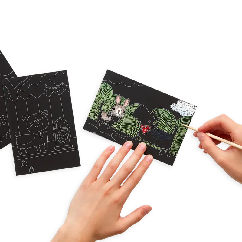 playful pups scratch and scribble mini scratch art kit OOLY