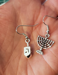 Hanukkah silver earrings