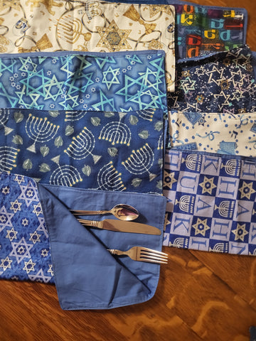 Judaica cloth lined napkins handmade