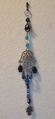Hamsa evil eye blues beaded amulet wall hanging