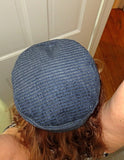 Bukkarian Kippah deep blue chenille weave