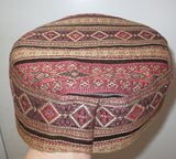 Rustic geometric weave Sephardic hat yarmulke