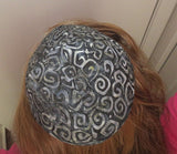 Black gray swirly batik yarmulke