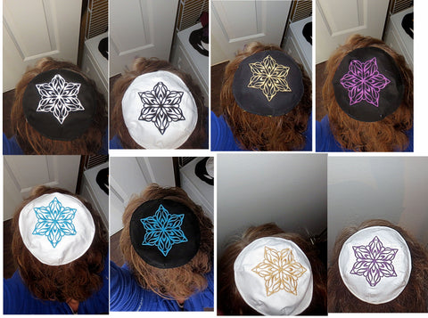 Embroidered Elegant Star of David kippah