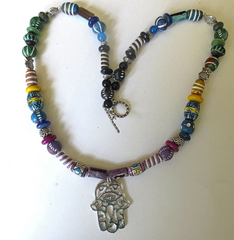 handmade bohemian Hamsa beaded necklace