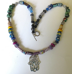 handmade bohemian Hand of G-d necklace