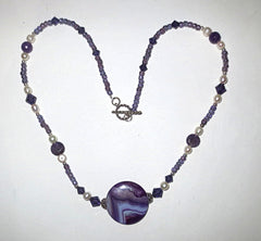 gemstones purples beaded agate necklace on sale